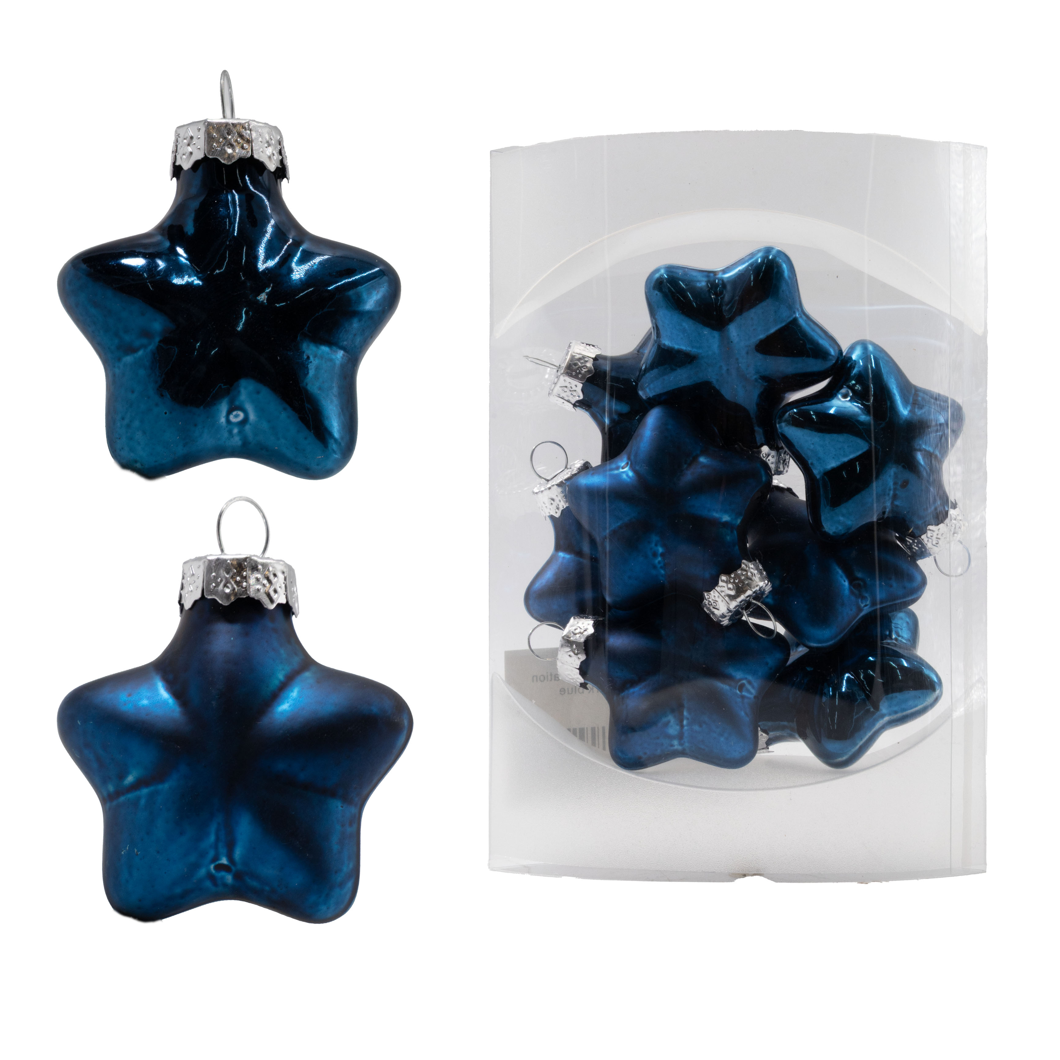 Glass Christmas tree decoration Star, 9 pcs